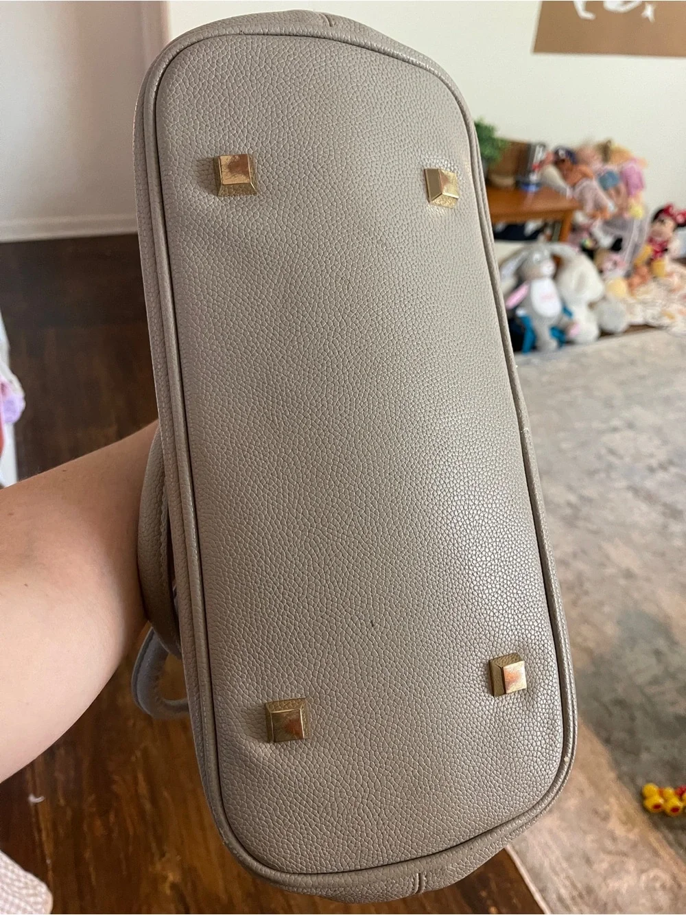 Leather Laptop Tote with Gold Accents